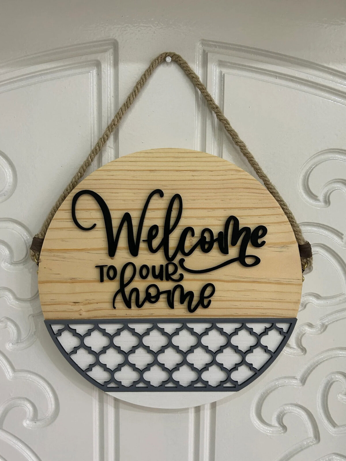 Welcome to Our Home - Wooden Door Hanger | Custom Front Door Decor | Front Door Sign | Newlyweds | Engagement gift