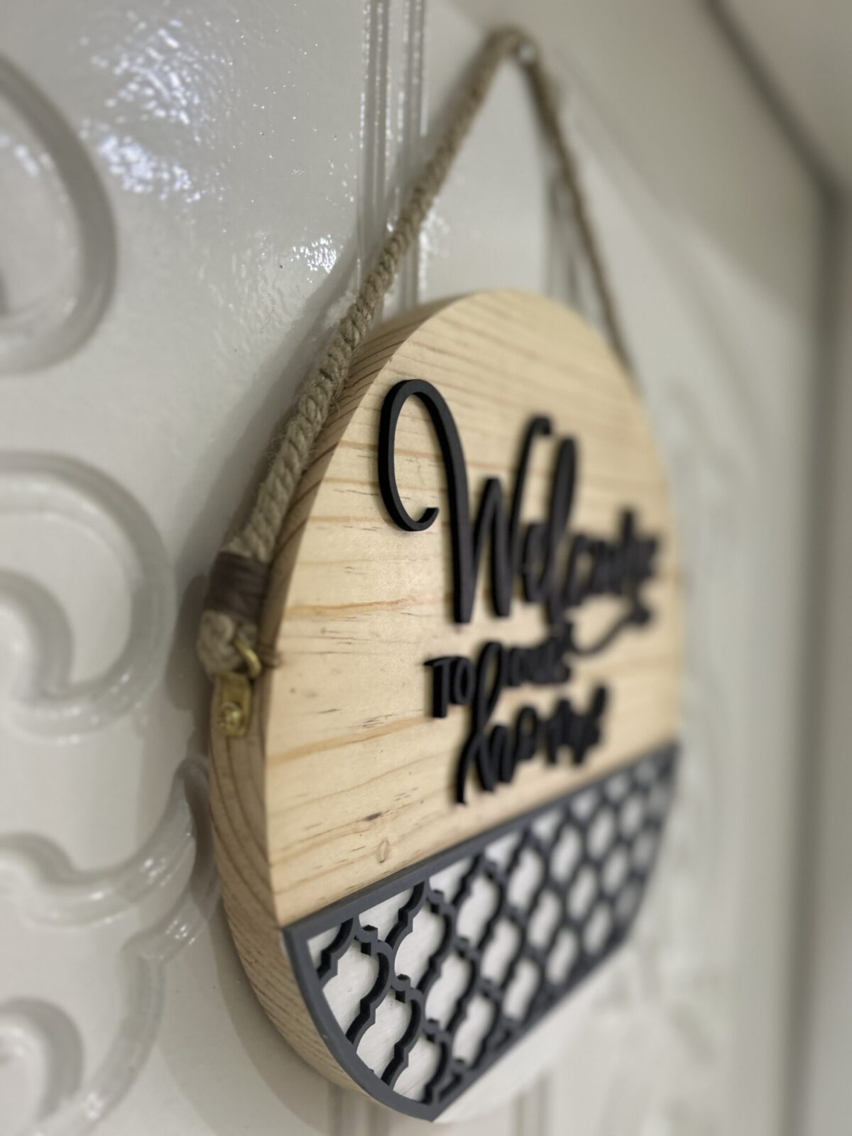Welcome to Our Home - Wooden Door Hanger | Custom Front Door Decor | Front Door Sign | Newlyweds | Engagement gift - Image 2