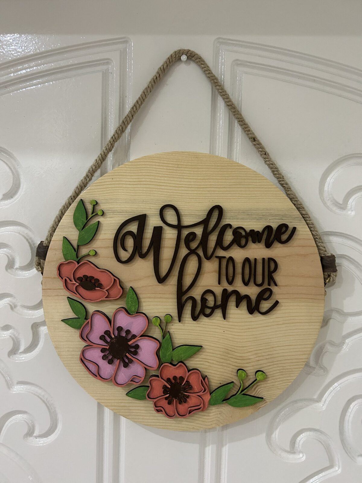 Welcome to Our Home - Wooden Door Hanger | Custom Front Door Decor | Front Door Sign | Newlyweds | Engagement gift