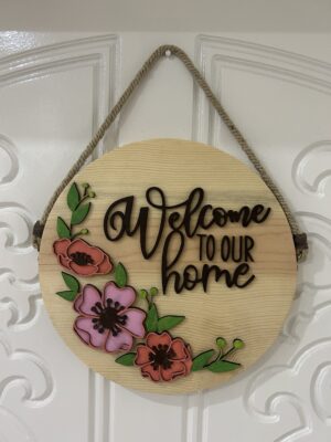 Welcome to Our Home - Wooden Door Hanger | Custom Front Door Decor | Front Door Sign | Newlyweds | Engagement gift