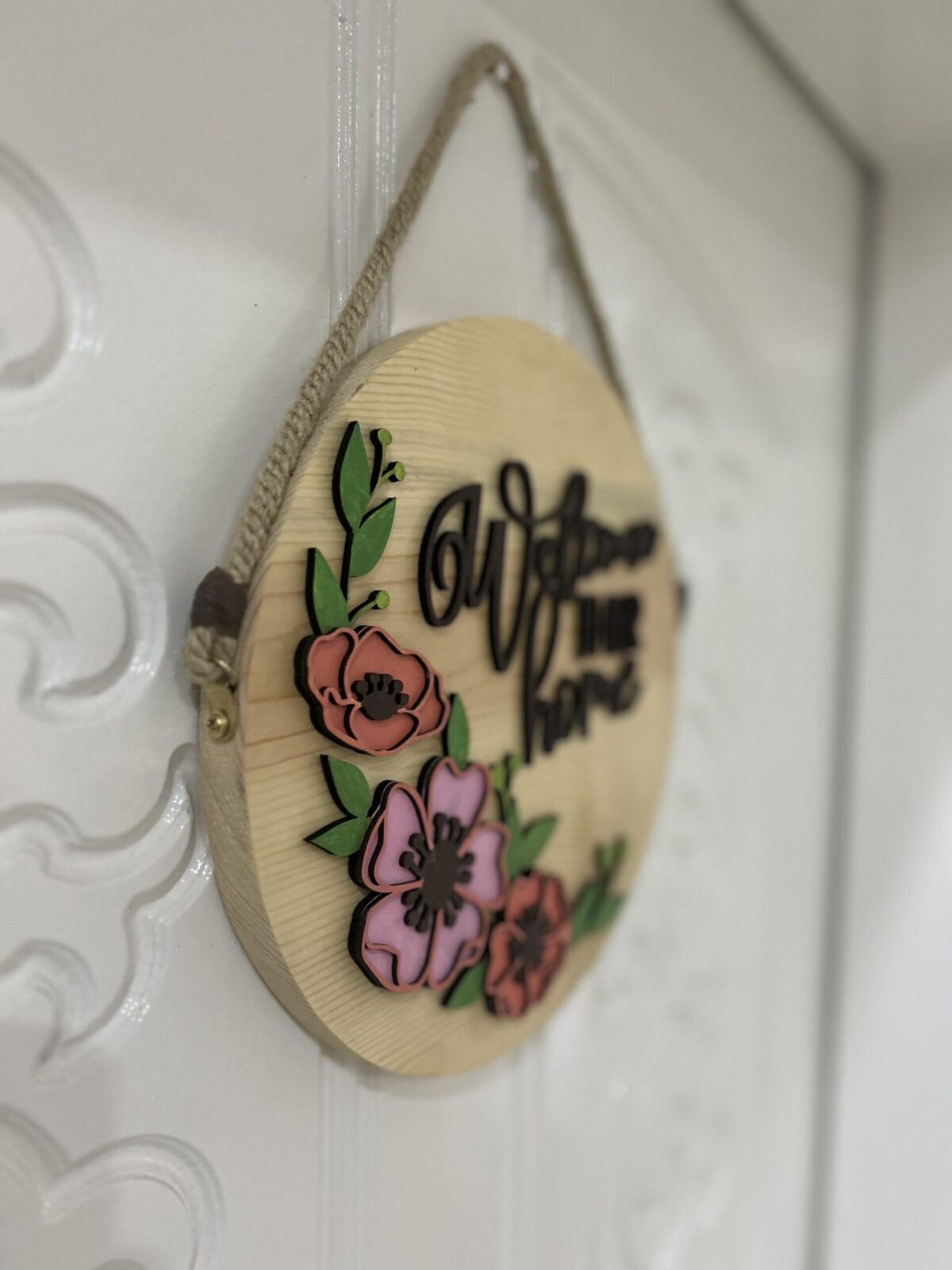 Welcome to Our Home - Wooden Door Hanger | Custom Front Door Decor | Front Door Sign | Newlyweds | Engagement gift - Image 2