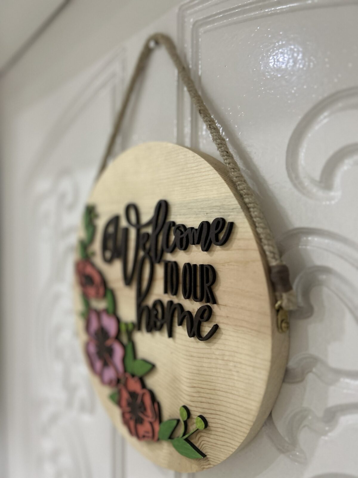 Welcome to Our Home - Wooden Door Hanger | Custom Front Door Decor | Front Door Sign | Newlyweds | Engagement gift - Image 4