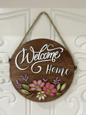Welcome Home - Wooden Door Hanger | Custom Front Door Decor | Front Door Sign | Newlyweds | Engagement gift