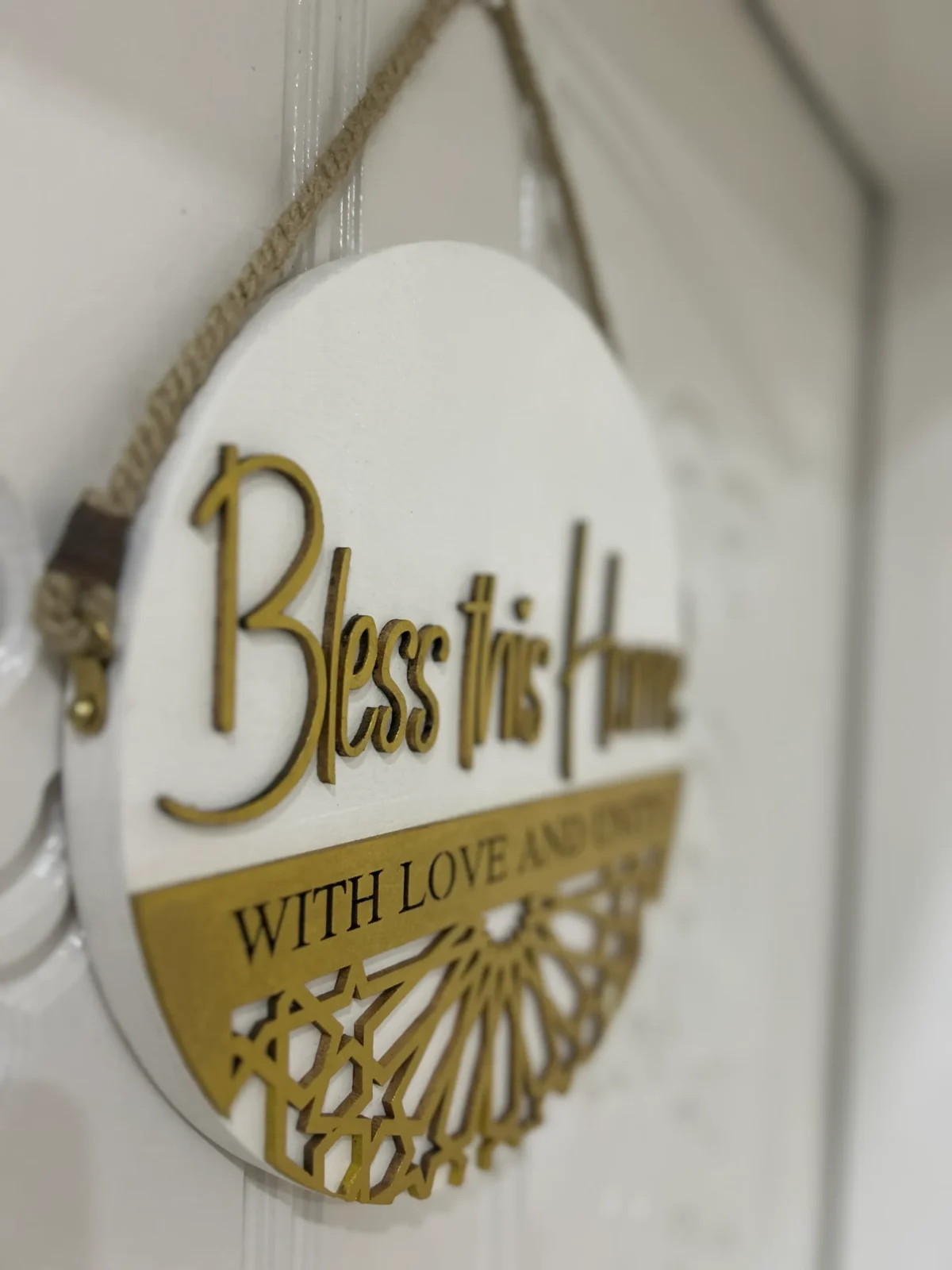 Bless This Home - Wooden Door Hanger | Custom Front Door Decor | Front Door Sign | Newlyweds | Engagement gift - Image 2