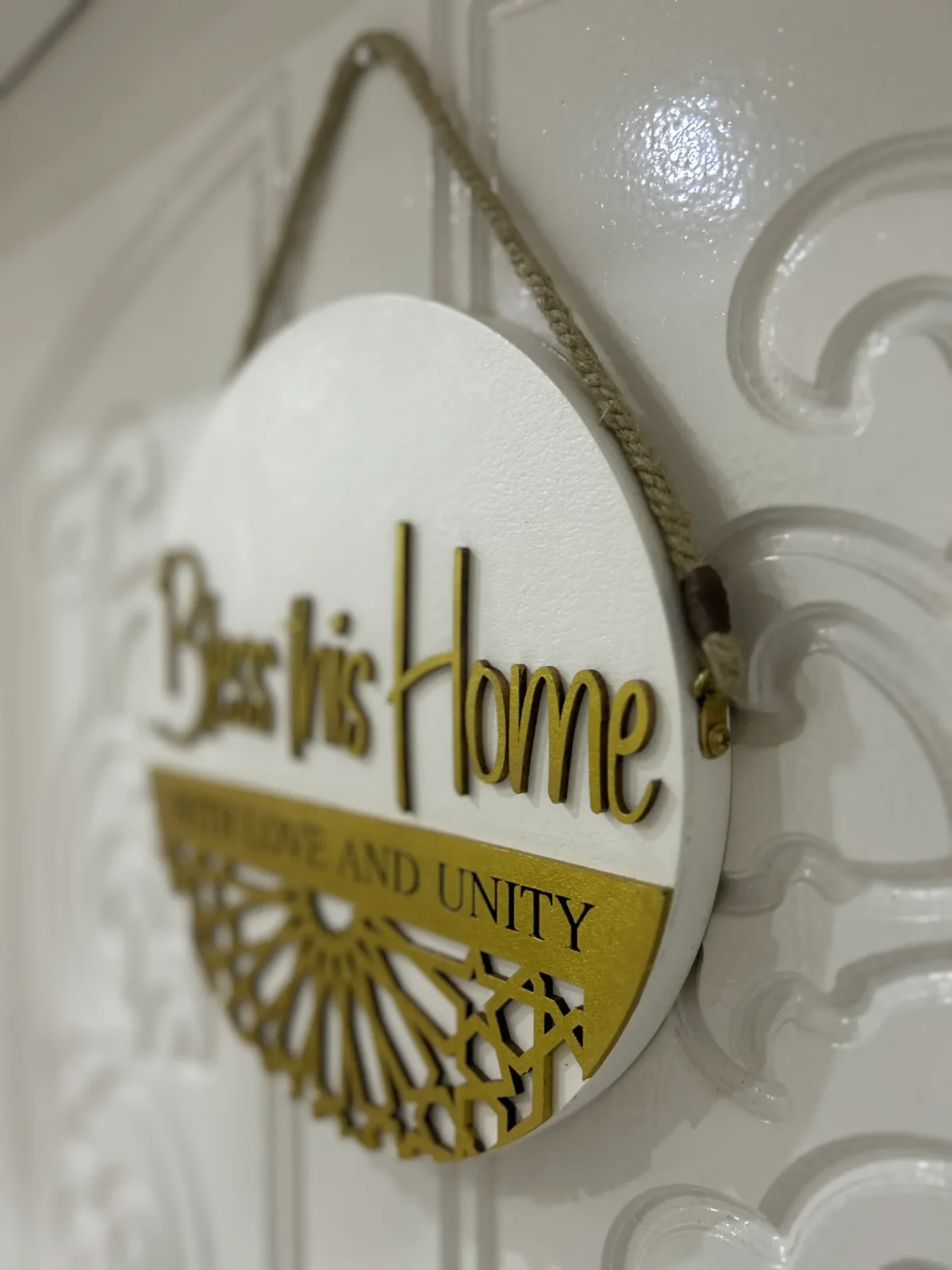 Bless This Home - Wooden Door Hanger | Custom Front Door Decor | Front Door Sign | Newlyweds | Engagement gift - Image 3