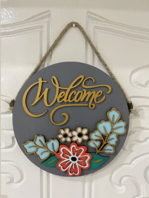 Welcome - Wooden Door Hanger | Custom Front Door Decor | Front Door Sign | Newlyweds | Engagement gift